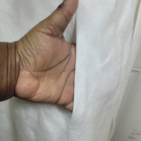 Lauren Ralph Lauren White 100% Linen Knee Length Minimalist Luxury Dress Size 18 - Picture 9 of 12